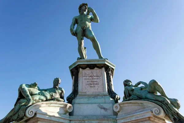 Cópia Estátua David Piazzale Michelangelo Florença Toscana Itália Europa — Fotografia de Stock