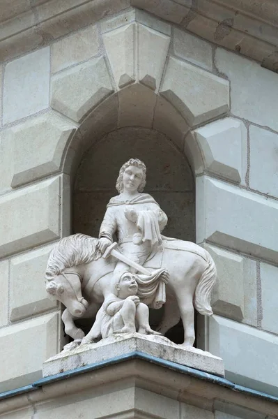 Skulptur Von Martin Einer Hausecke Langeais Frankreich Europa — Stockfoto