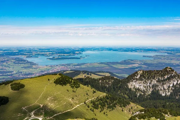 Widok Szczytu Kampenwand Jeziora Chiemsee Chiemgau Bawaria Niemcy Europa — Zdjęcie stockowe