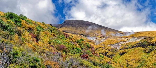 北の島 ニュージーランド オセアニアのManawatu Wanganui Tongariro国立公園 Tongariro山の火山活動の北斜面にあるケテヒ温泉の煙と蒸気の噴煙 — ストック写真