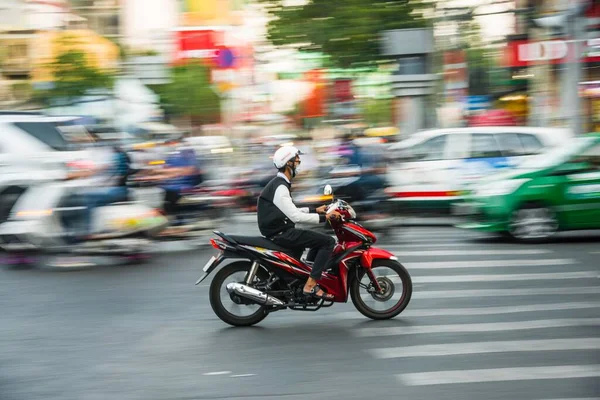 Scooter Driver Heavy Traffic Motion Blur Chi Minh City Vietnam — Stock Photo, Image