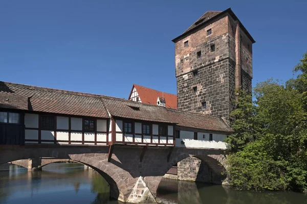 Passagem Torre Velha Água Nuremberg Franconia Média Baviera Alemanha Europa — Fotografia de Stock
