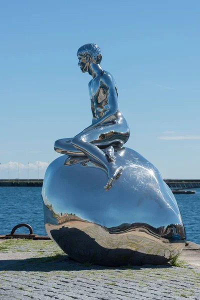 Sculpture Little Merman Han Artists Elmgreen Dragset Cultural Harbour Kronborg — Stock Photo, Image