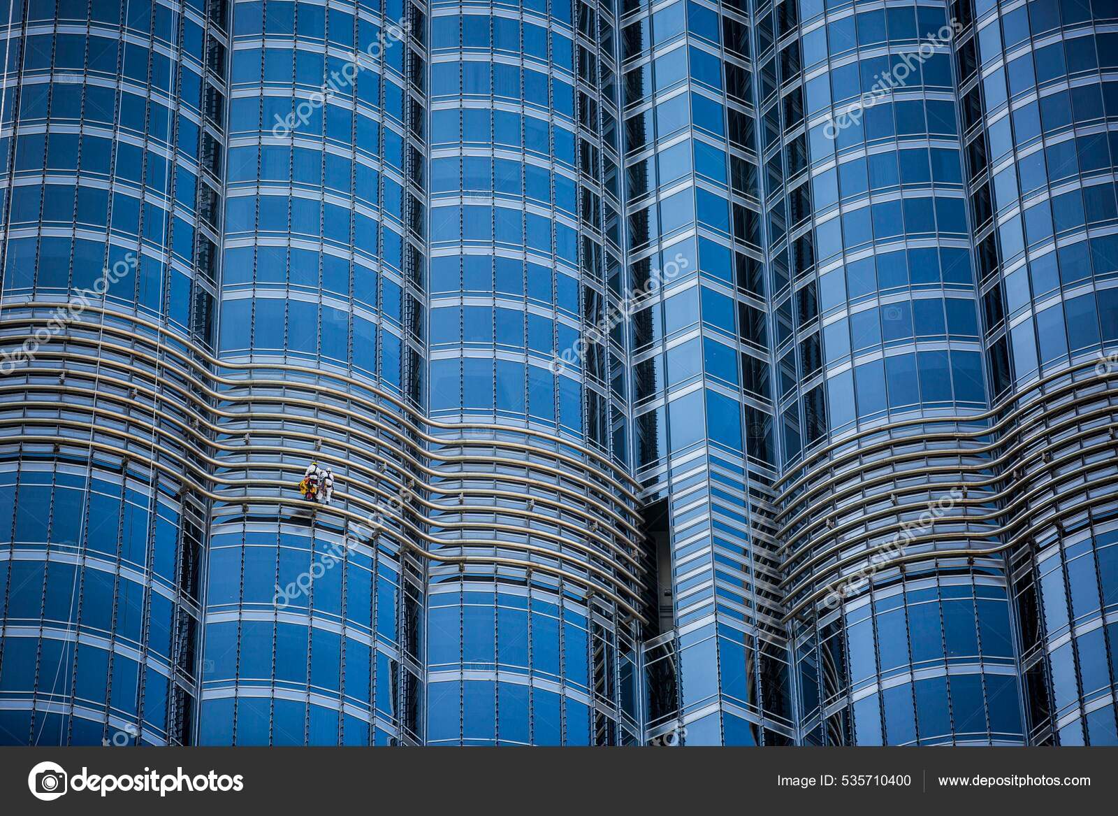 Window Cleaners Glass Facade Burj Khalifa Downtown Dubai United Arab