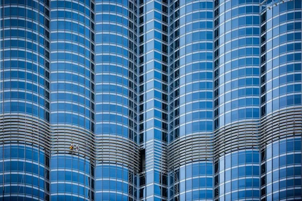 Уборщики Окон Стеклянном Фасаде Burj Khalifa Downtown Dubai United Arab — стоковое фото