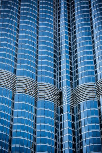 Уборщики Окон Стеклянном Фасаде Burj Khalifa Downtown Dubai United Arab — стоковое фото