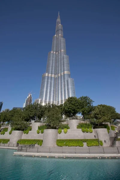 Burj Khalifa Lake Burj Khalifa Skyscraper Downtown Dubai United Arab — стокове фото