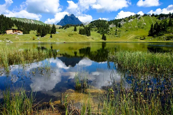 Utsikt Från Krbersee Till Widderstein Vorarlberg Österrike Europa — Stockfoto