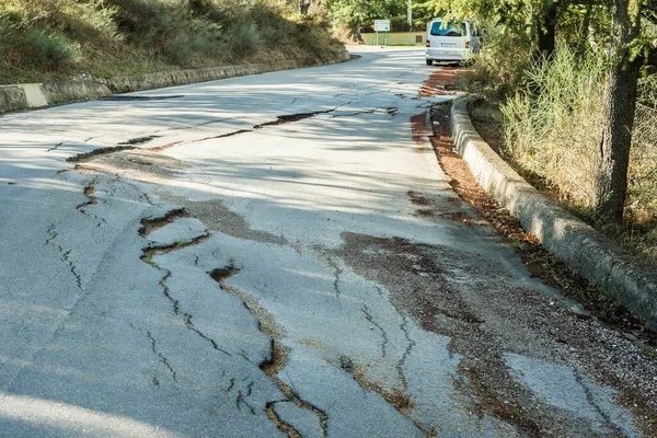 Damaged Road Madonie Mountains Collesano Sicily Italy Europe — Stock Photo, Image
