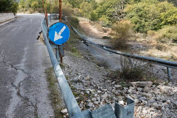 Damaged Road Petralia Sottana Sicily Italy Europe — Stock Photo, Image