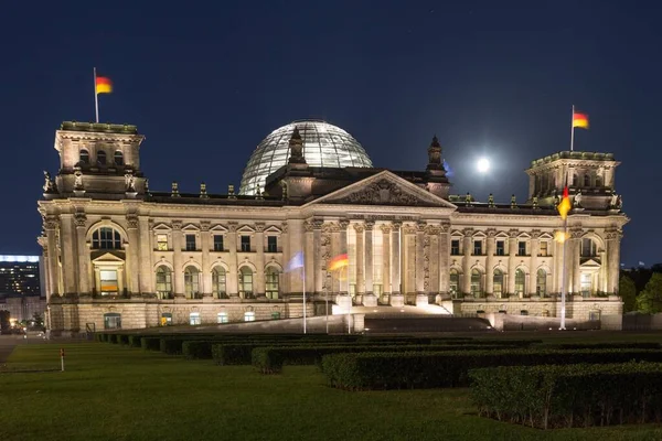 Reichstag Nocą Dystrykt Rządowy Berlin Niemcy Europa — Zdjęcie stockowe