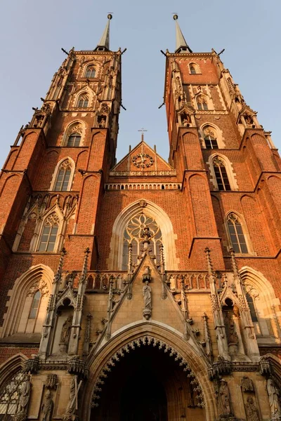Torres Catedral Wroc Catedral San Juan Bautista Wroc Polonia Europa —  Fotos de Stock