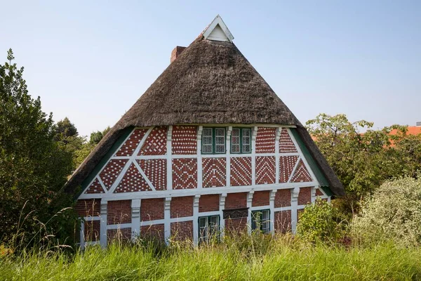 Thatched Cottage Half Timbered House Steinkirchen Altes Land Baixa Saxônia — Fotografia de Stock