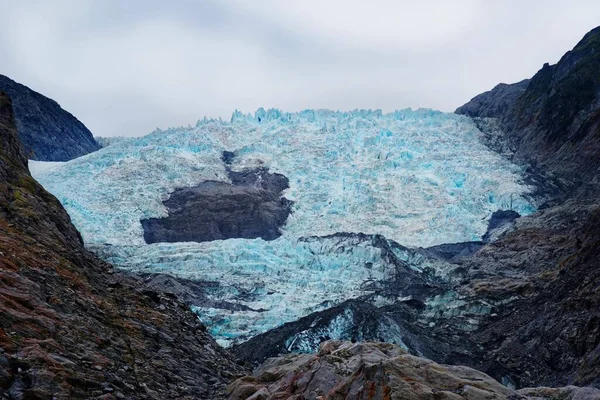 Turquoise Glacial Ice Glacier Tongue Franz Josef Glacier Westland District — 图库照片