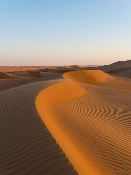 Wydmy Piaszczyste Wieczorne Światło Pustynia Sharqiya Sands Lub Wahiba Sands — Zdjęcie stockowe