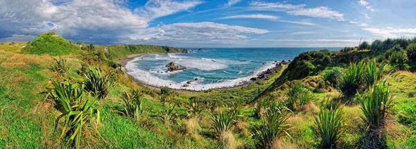ビーチパノラマ ケープ フルウィンド ウォークウェイ ウェストポート 西海岸 サウスランド ニュージーランド オセアニア — ストック写真
