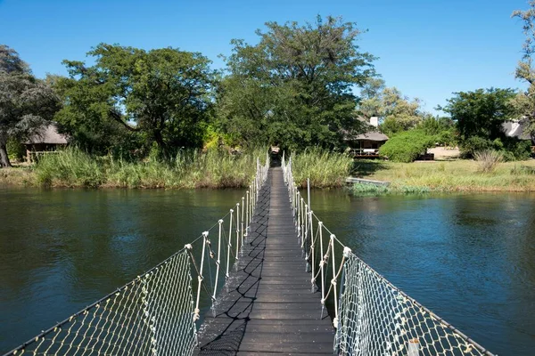 Puente Colgante Sobre Río Okavango Mobola Lodge Rundu Namibia África — Foto de Stock