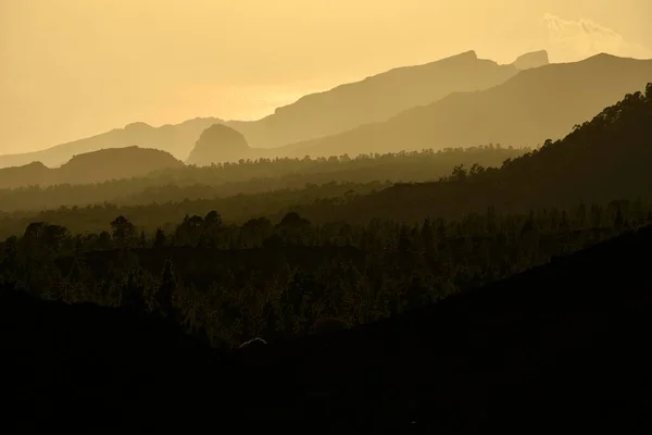 Vista Vulcão Samara Maciço Teno Pôr Sol Parque Nacional Teide — Fotografia de Stock
