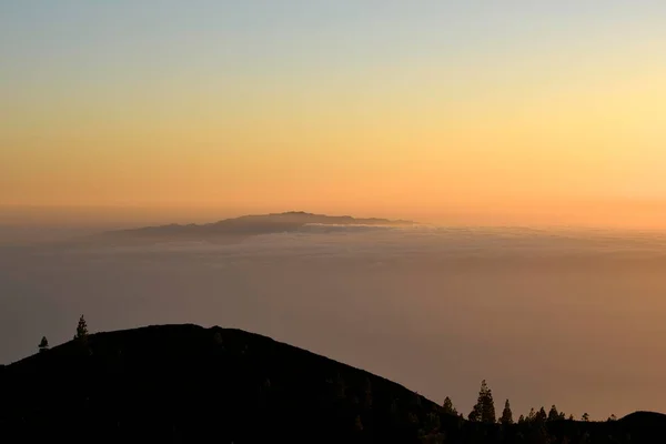 View Samara Volcano Teno Massif Palma Trade Clouds Sunset Teide — Foto Stock