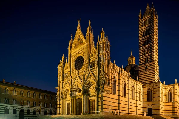 Siena Cathedral Cattedrale Santa Maria Assunta Night Scene Siena Tuscany — ストック写真