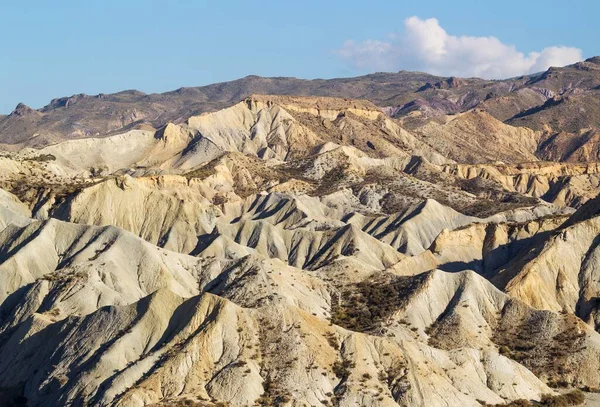 Bare Åsar Eroderad Sandsten Badlands Tabernas Desert Almeria Provinsen Andalusien — Stockfoto