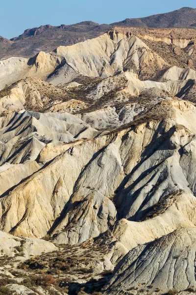 Bare Ridges Eroded Sandstone Badlands Tabernas Desert Almeria Province Andalusia — Stock Photo, Image