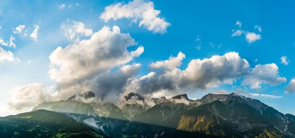 Alpin Panorama Med Moln Dawinkopf Parseierspitze Simeleskopf Blankahorn Rauher Kopf — Stockfoto