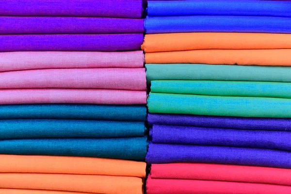 Colourful Material Woven Fabrics Inle Lake Myanmar Asia — Stock Photo, Image