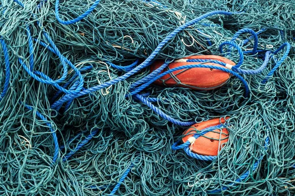 带有红色浮标的绿色渔网 斯里兰卡西部省Beruwela — 图库照片