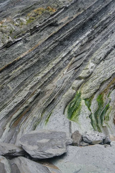 Flysch Gesteinsschicht Der Küste Von Deba Provinz Guipuzcoa Baskenland Provinz — Stockfoto