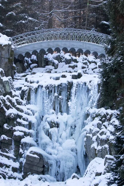 2013 Devils Bridge Winter Unesco World Heritage Site Bergpark Wilhelmshhe — 스톡 사진