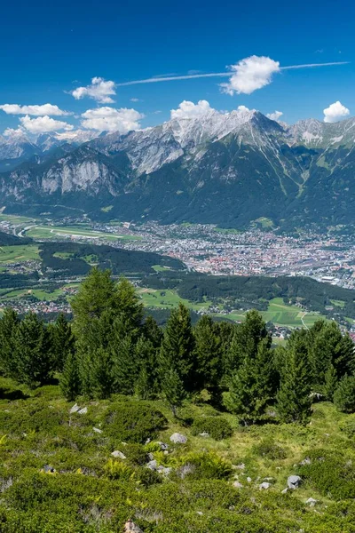 Vista Patscherkofel Cadeia Norte Dos Alpes Innsbruck Tirol Áustria Europa — Fotografia de Stock