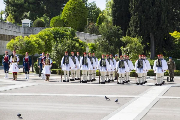 Cambio Delle Guardie Davanti Parlamento Piazza Syntagma Atene Grecia Europa — Foto Stock