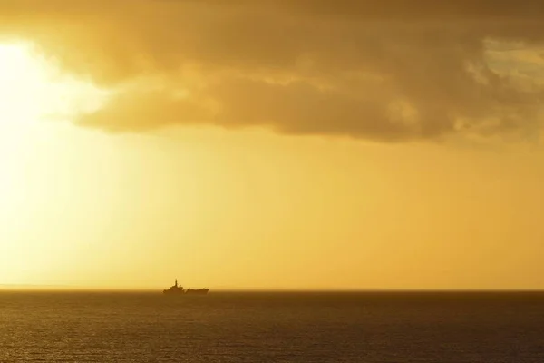 Ship Horizon Sunset North Sea East Frisia Lower Saxony Germany — Stock Photo, Image