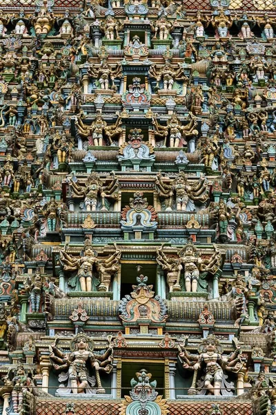 Primo Piano Delle Divinità Torre Ovest Tempio Meenakshi Amman Madurai — Foto Stock