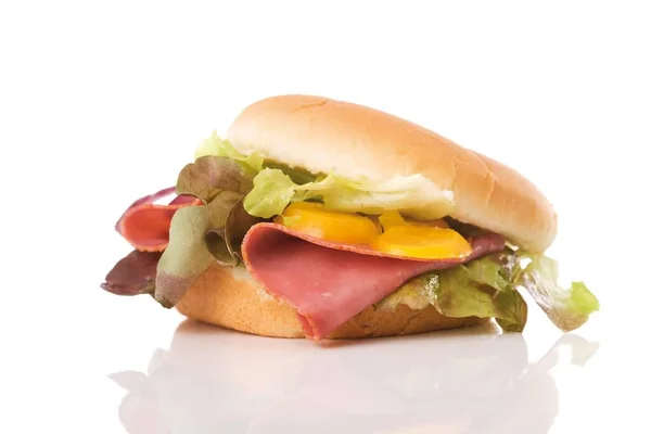 Ham Sandwich Tomato Cucumber Lettuce — 图库照片