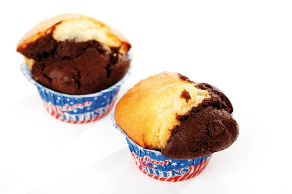 Choco Vanilla Muffins Білому Тлі — стокове фото