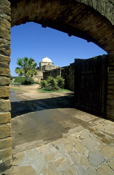Main Gate Spanish Missionchurch Mission San Jose 1720 San Antonio — Φωτογραφία Αρχείου