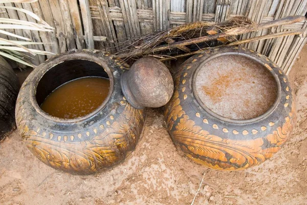 Fermentation Palm Juice Production Toddy Palmwine Bagan Myanmar Asia — ストック写真