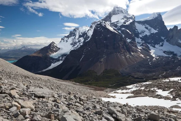 Veduta Della Cordilera Paine Grande Innevata Valle Francese Parco Nazionale — Foto Stock