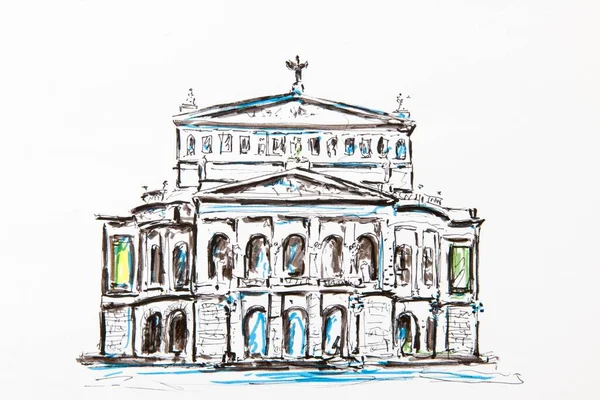 Alte Oper Concert Hall Frankfurt Germany Drawing Gerhard Kraus Kriftel —  Fotos de Stock
