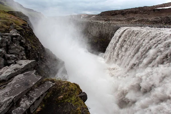 Waterfall Spray Dettifoss Iceland Europe — Stockfoto