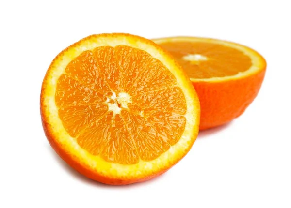 Két Narancssárga Citrus Felezett Kivágott — Stock Fotó
