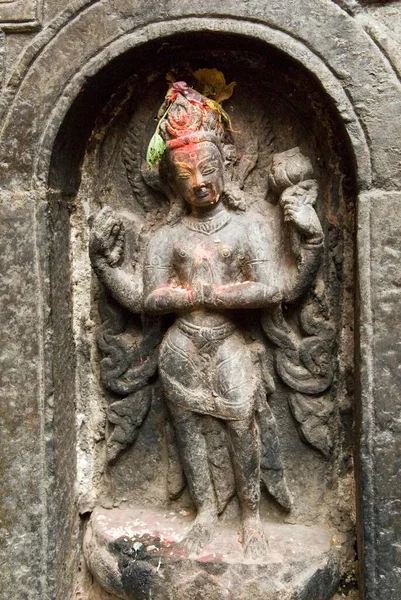 Estátua Hinduísta Swayambhunat Tempel Kathmandu Nepal Ásia — Fotografia de Stock