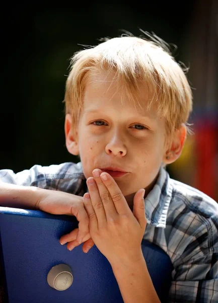 Boy Years Playground Portrait — Stockfoto