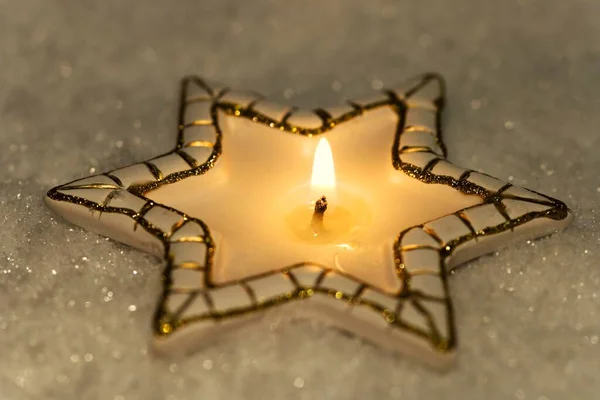 Burning Candles Form Star — Fotografia de Stock