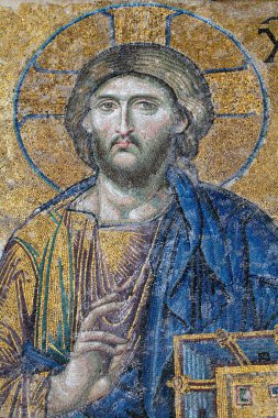 İsa, Ayasofya Kilisesi, İstanbul, Türkiye, Asya 'daki Deesis Mozaiği (12. yüzyıl)