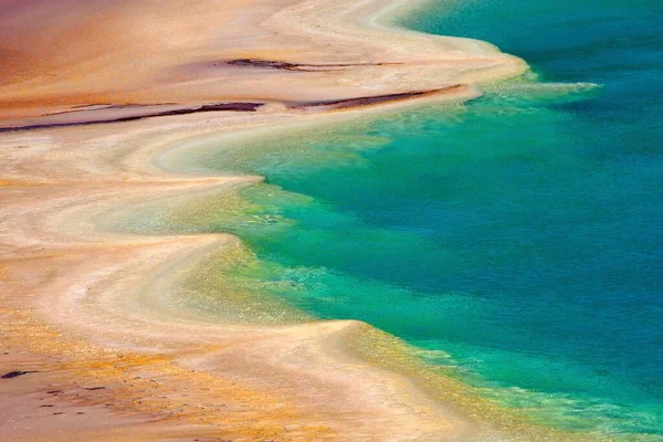 Mineral Deposits Grand Prismatic Spring Midway Geyser Basin Yellowstone National — Φωτογραφία Αρχείου