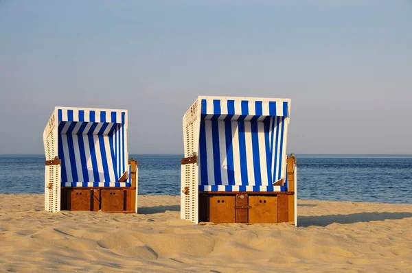 Two Beach Chairs Evening Light Sylt North Sea Schleswig Holstein — Stock Photo, Image
