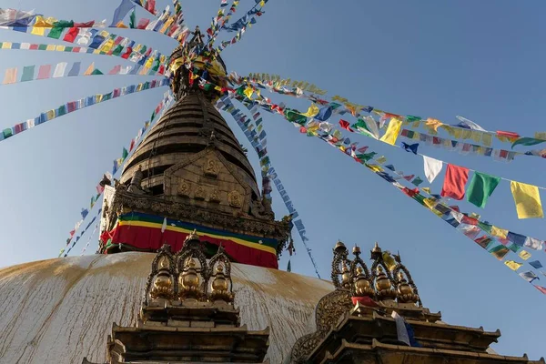 Swayambhunath Stupa Prayer Flags Kathmandu Unesco World Heritage Site Nepal — 图库照片